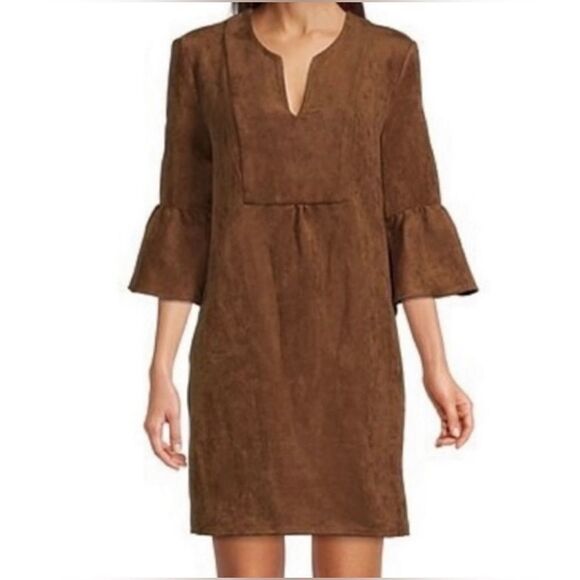 Jude Connally Kerry faux suede v neck mini dress size Medium NWT - Picture 1 of 4